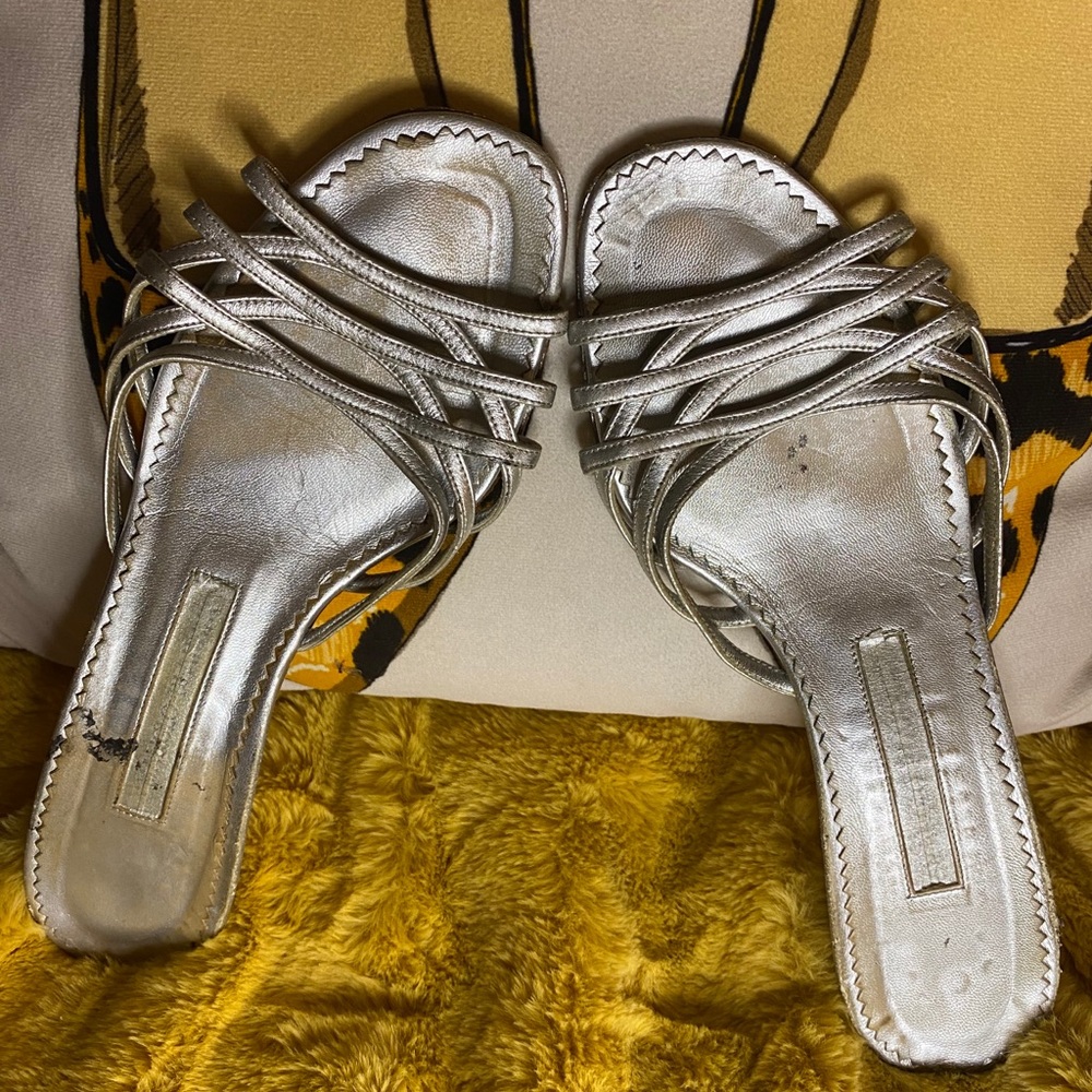 Silver Manolo Blahnik kitten heels